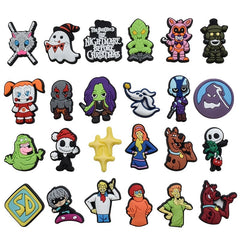 24pcs Halloween Theme Shoe Charms for Clogs Jigs Sandals PVC Accessories