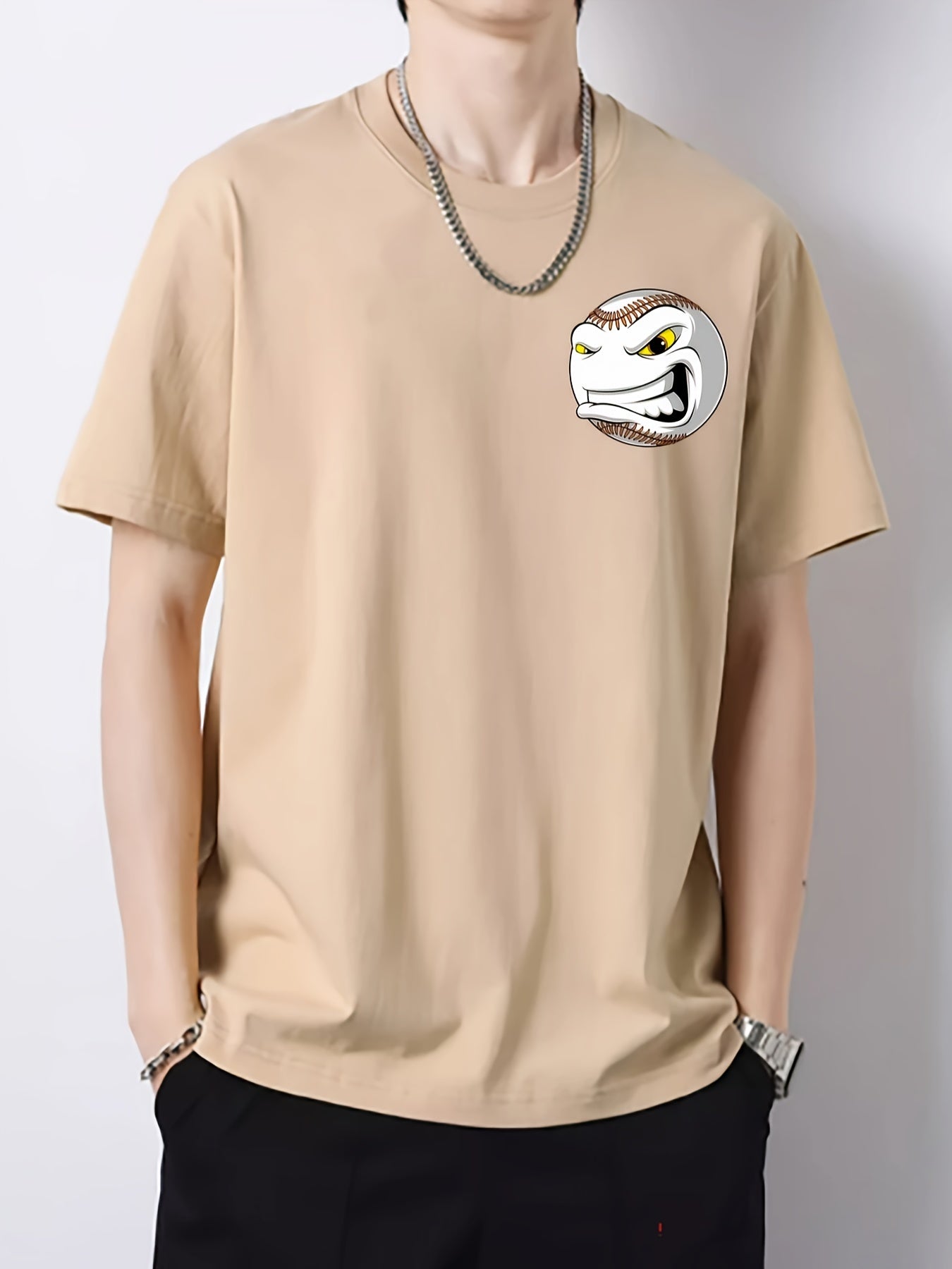 Men's Ball Print Graphic Cotton Crew Neck Active T-shirt