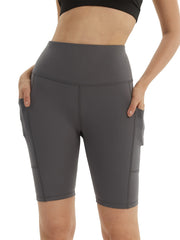 High Waisted Side Pockets Sports Shorts Yoga & Biker Shorts