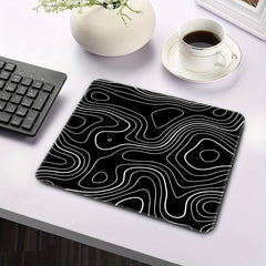 Abstract Terrain Line Outline Non Slip Mouse Pad - Washable Desk Mat
