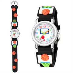 3D Embossed Children's Watch Basketball Pattern Sports Watch