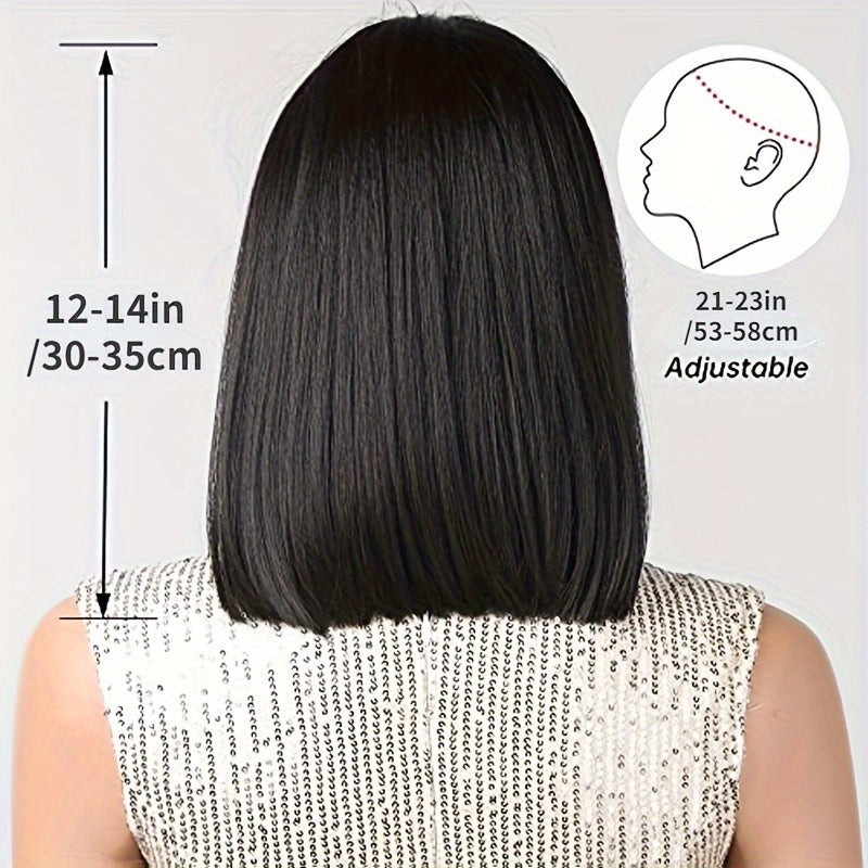 Straight Bob Wigs Afro Rose Net Medium Length Wig Natural Looking Synthetic Wigs