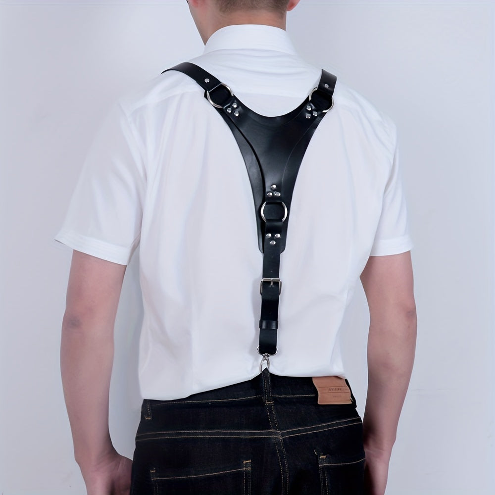 Men's Leather Novelty Suspenders Belt Adjustable Shoulder Strap