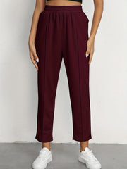 Elastic Waist Solid Casual Pants for Women