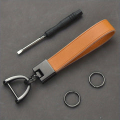 Leather Key Chain Car Keychains Anti Lost D Ring 2 Keyrings 1 Screwdriver