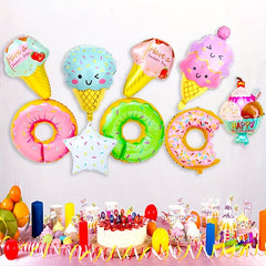 9Pcs Ice Cream Balloons Set Large Foil Mylar Balloons for Ice Cream Party Decor