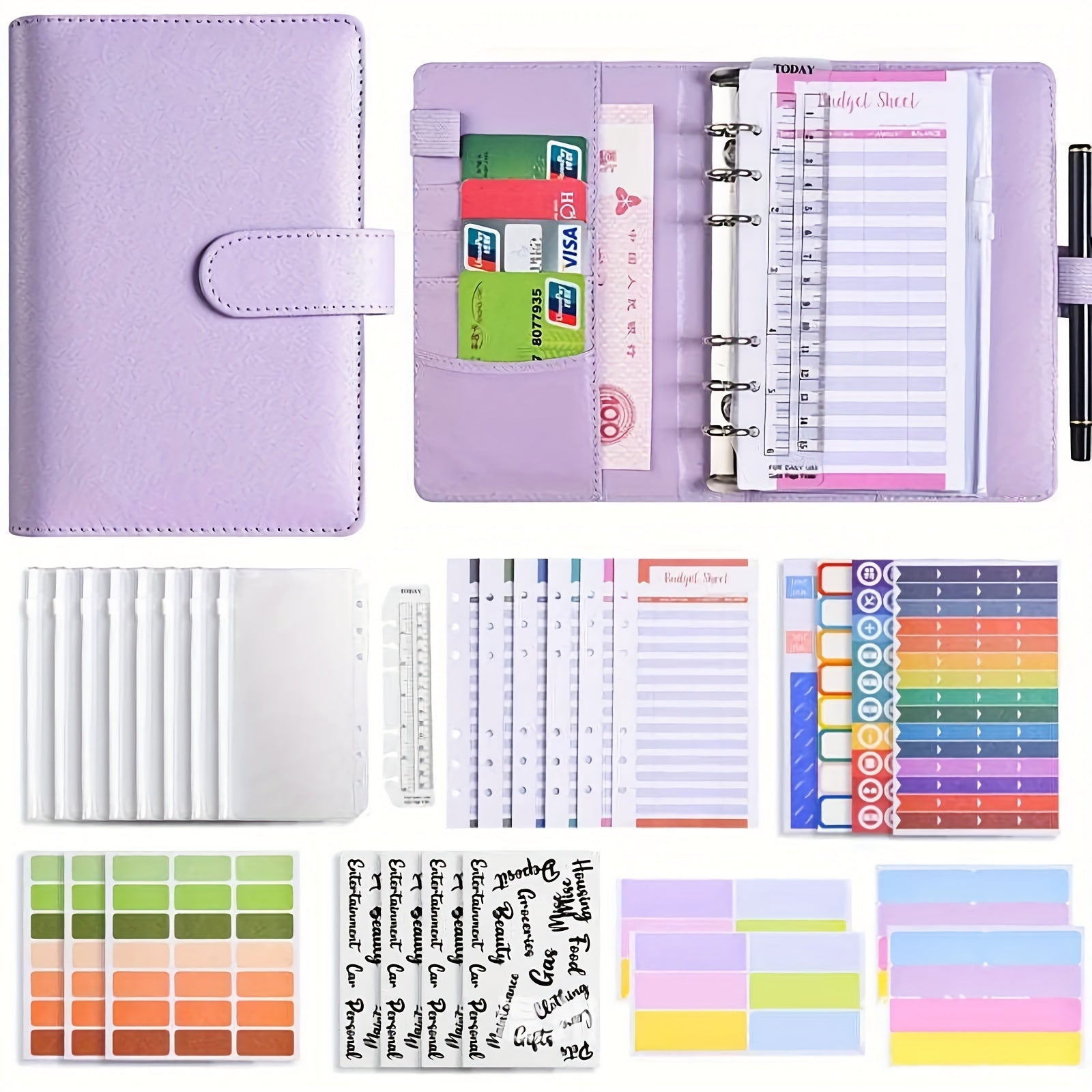 Budget Binder Set with Zipper Envelope A6 Budget Folder