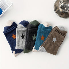 5 Pairs Star Pattern Socks Mid Tube Stockings