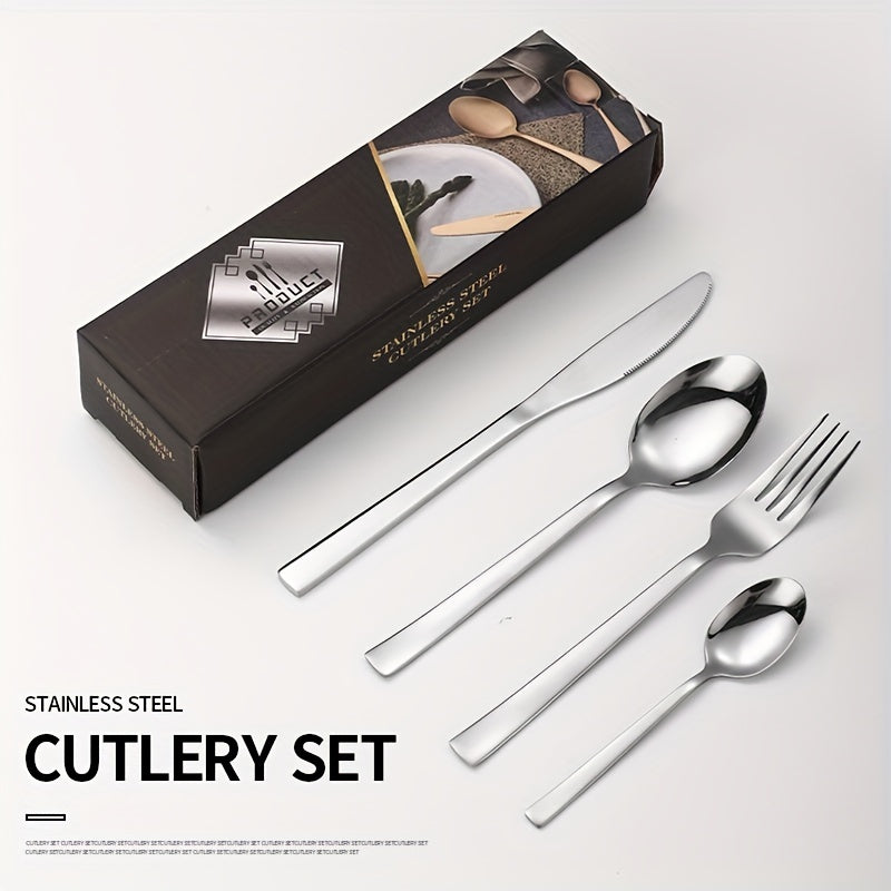 16pcs Multicolor Titanium Plated Stainless Steel Tableware Set