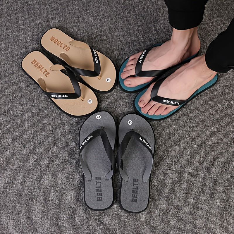 Men's PVC Flip Flops Slip On Anti skid Quick Drying Slides Slippers