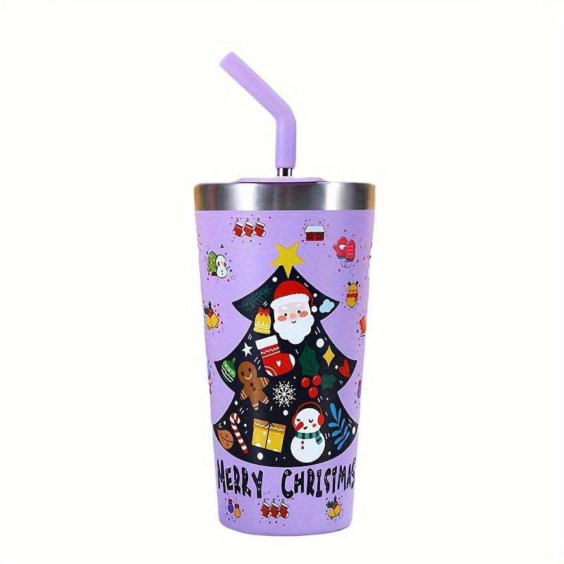 Christmas Vacuum Water Bottle 17oz Stainless Steel Insulated Leakproof Cup
