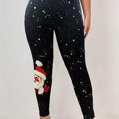 Santa Claus Print High Rise Stretch Leggings