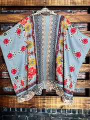 Casual Kimono Women's Plus Floral Print Open Front Beach Cover Up
