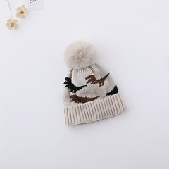 Dinosaur Knitted Hat with Ear Protection for Baby Boys and Girls