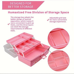 Plastic 3 Layer Storage Box Toolbox Handle Multi-purpose Finishing Case