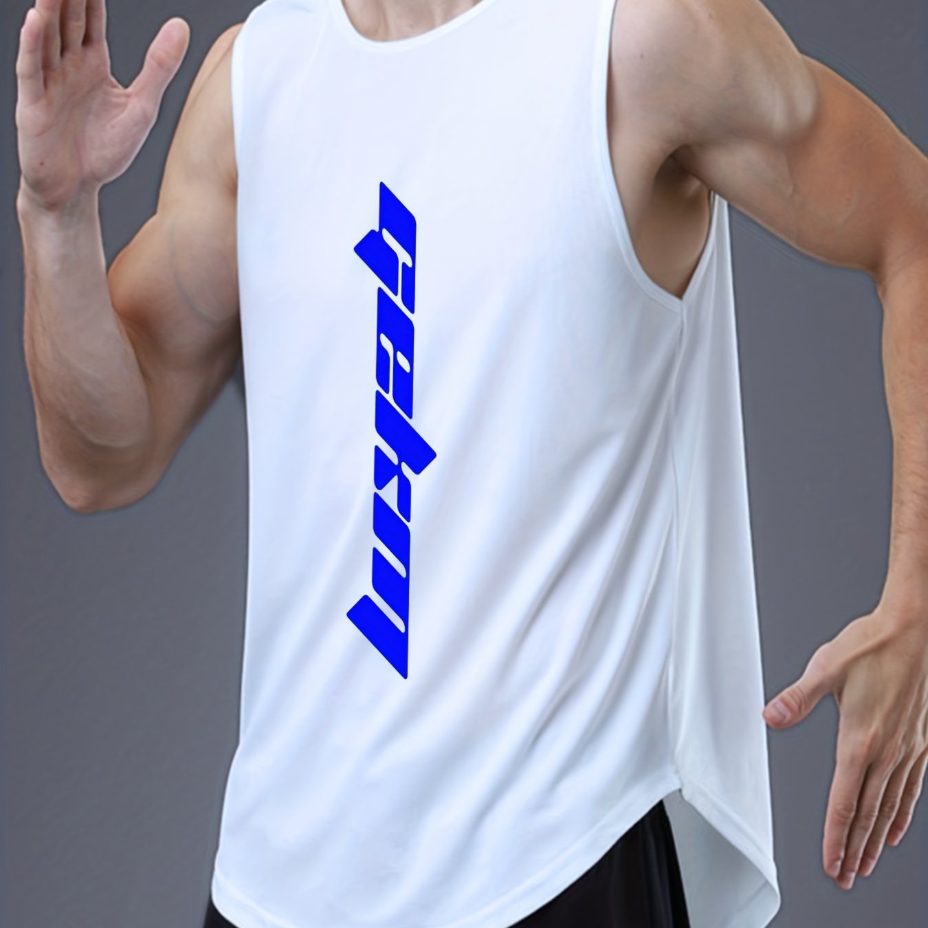 Men's Sleeveless Shirt Quick Dry Breathable Letter Print Tank Top