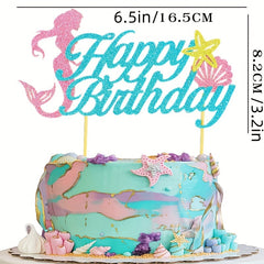 7pcs Mermaid Princess Party Decoration Cake Insert Set