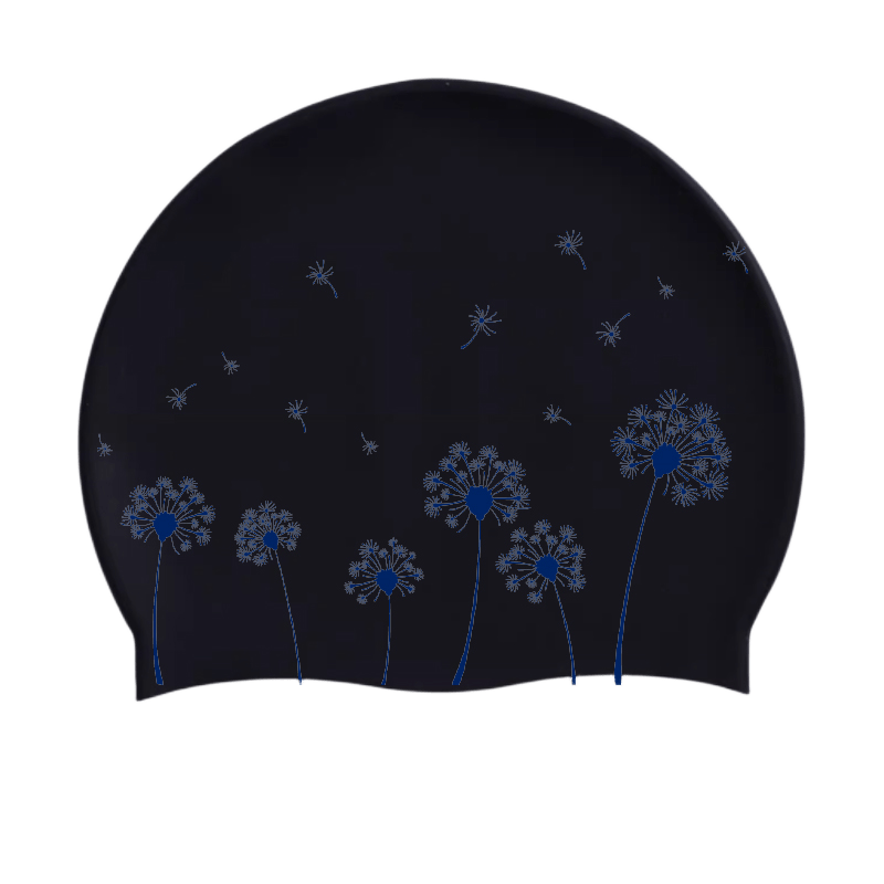 Dandelion Print Unisex Silicon Swim Cap Elastic Stretchy Durable Water Port Swim