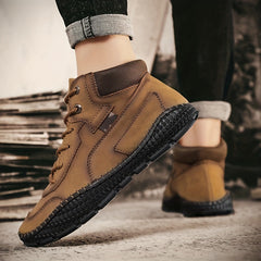 Men's Casual Stitch Solid Low Top Lace up Boots