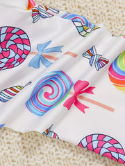 Toddler Girls Lollipop Graphic Athletic Leggings Elastic Waist Yoga Pants