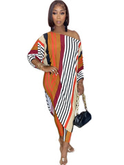 One Shoulder Longline T-shirt & Leggings Set