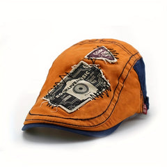 Retro Patch Embroidery Beret Unisex Hip Hop Painter Cap Vintage Flat Hat