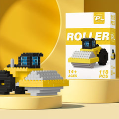 Construction Building Blocks Excavator Bulldozer Roller DIY Model