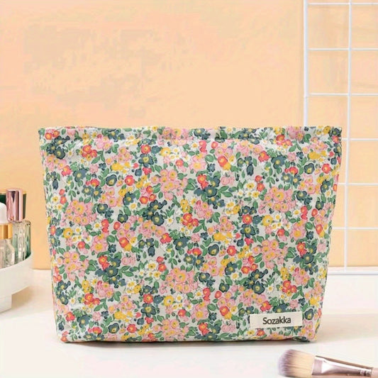 Floral Print Makeup Bag Cosmetic Bag Large Capacity Zipper Toiletry Bag