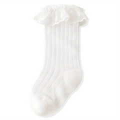 Girls Lace Brim Socks Comfortable Summer Mesh Crew Socks