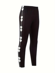 Girls Heart Print Yoga Pants Sweet Leggings For All Season Sports Running