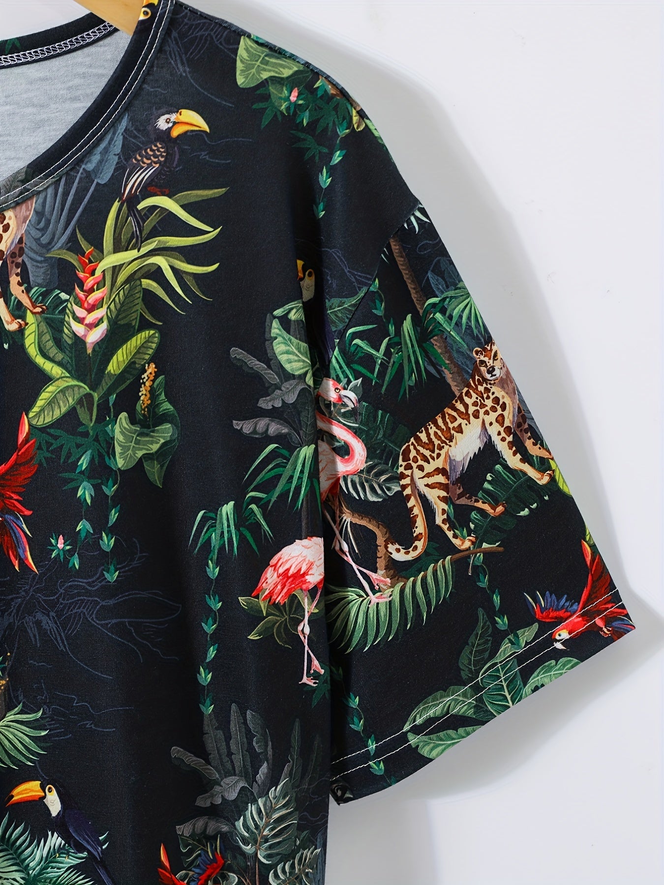 Hawaii Tropical Leaf And Flamingo Full Print Tshirts Men's