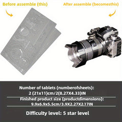 Metallic 3D Puzzle Kit Full Metal Stainless Steel DSLR Camera Model