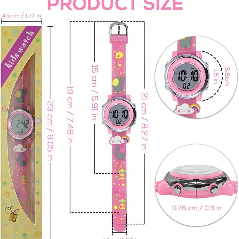 Kids 3D Cartoon Silicone Strap Watch - 30M Waterproof Stainless Steel