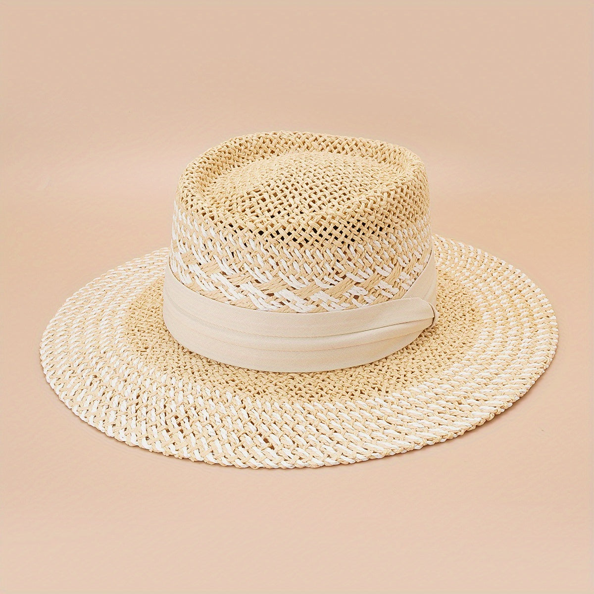 British Style Straw Hat Concave Top Jazz Hat
