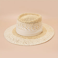 British Style Straw Hat Concave Top Jazz Hat