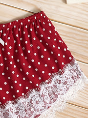 Dot Print Off Shoulder Pajama Set