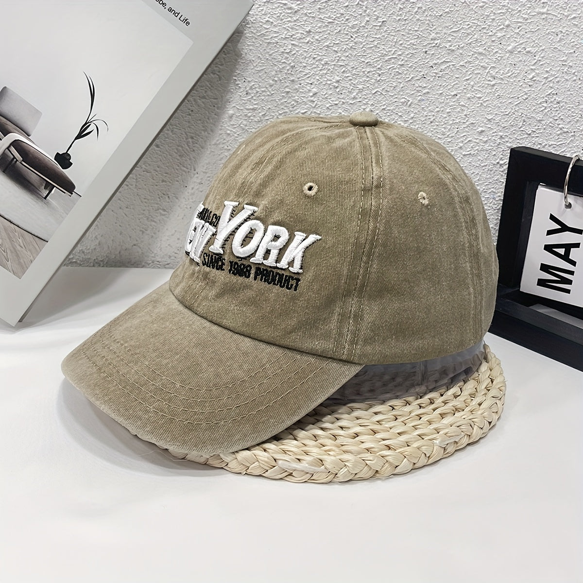 YORK 3D Embroidery Retro High Washed Denim Baseball Cap