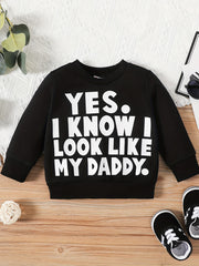 Baby Boy's Funny Print Sweater Top Crew Neck Pullover