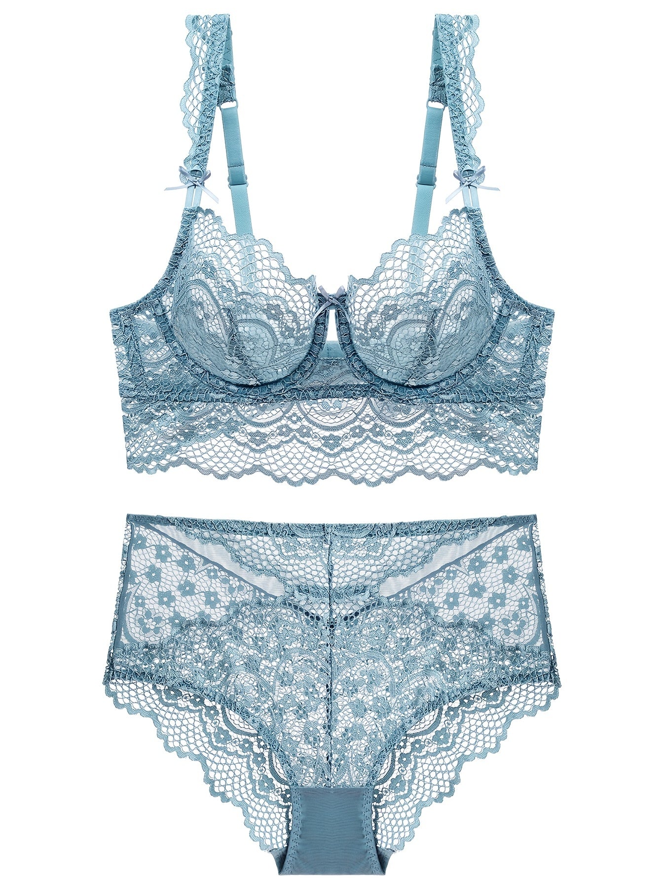 Floral Lace Lingerie Set Thin Cup Intimates Bra & Panties