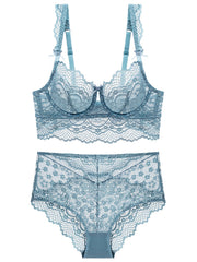 Floral Lace Lingerie Set Thin Cup Intimates Bra & Panties
