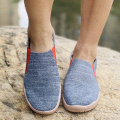 Women's Colorblock Flat Canvas Shoes Slip On Rubber Sole Comfy Travel Shoes