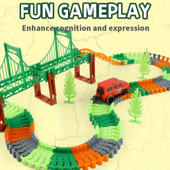 165pcs 3D Soft Rail Track Car DIY Assembled Dinosaur Sticker