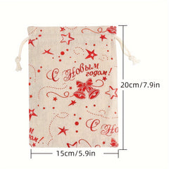 12pcs Xmas Burlap Bags Drawstring Gift Bags Hanging Advent Calendar Candy Bag