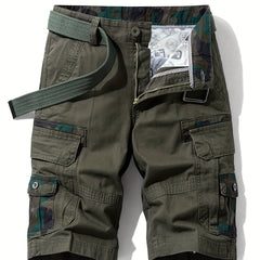 Army Green Camo Drawstring Cargo Shorts Men's Summer Outdoor Clothes