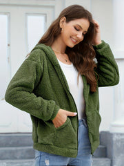 Zipper Winter Hooded Jacket Women's Tops