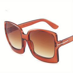 Oversized Square Frame Sunglasses Solid Gradient Lens Cat Eye Glasses