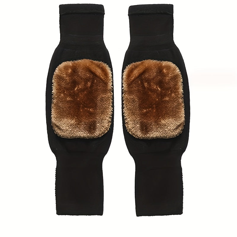 2pcs Warm Knee & Leg Guards Fleece for Men & Women Cold Leg Protection