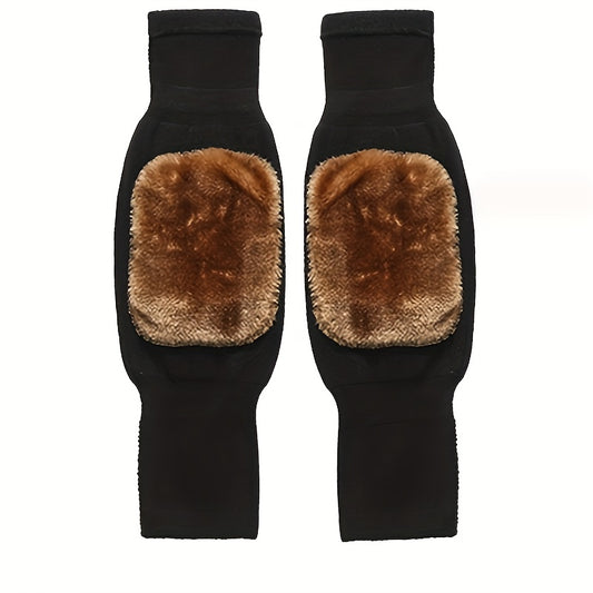 2pcs Warm Knee & Leg Guards Fleece for Men & Women Cold Leg Protection