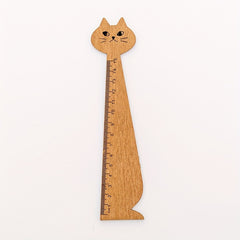 Cartoon Cat Drawing Ruler Wood Vintage Stationery Halloween Gift