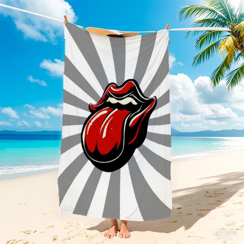 Red Lips Beach Towel Microfiber Quick Dry Lightweight Ideal for Beach Pool Yoga